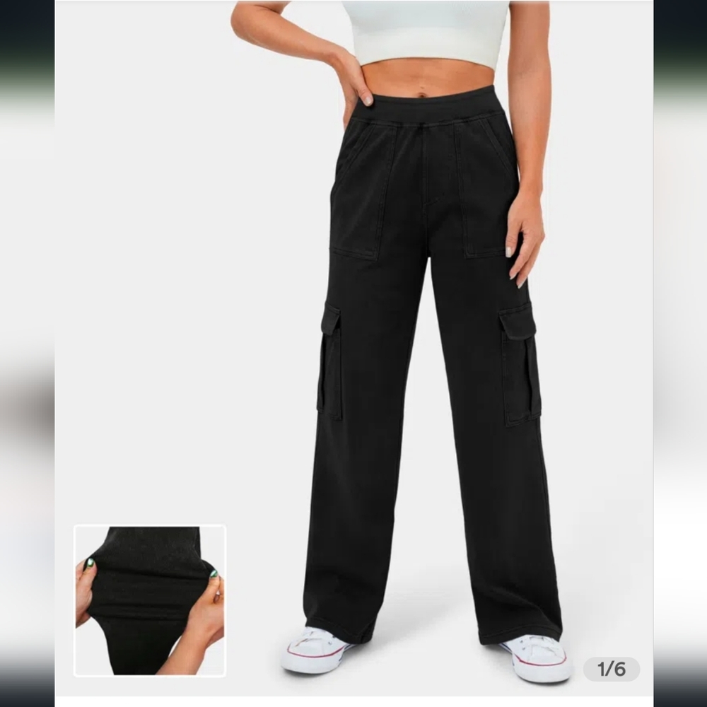 HalaraMagic™ Mid Rise Multiple Pockets Straight Leg Stretchy Knit Cargo Jeans